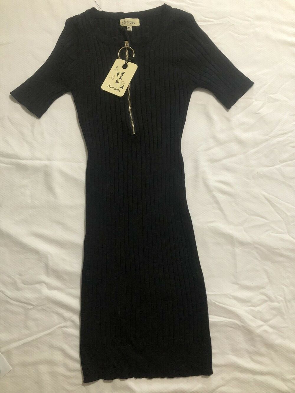 8 Birdies Women’s black bodycon future music dress NEW size m/l medium/large